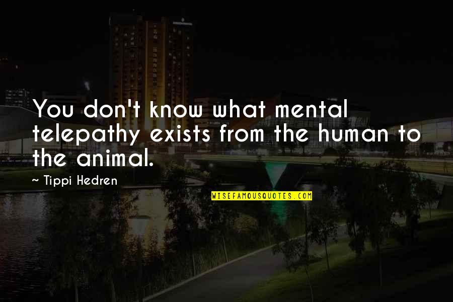 Human Animal Quotes By Tippi Hedren: You don't know what mental telepathy exists from