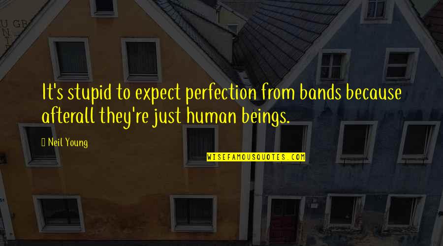 Human Beings Are Stupid Quotes By Neil Young: It's stupid to expect perfection from bands because