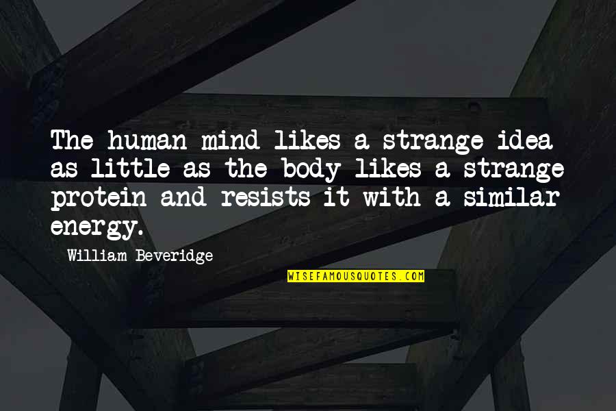 Human Body Energy Quotes By William Beveridge: The human mind likes a strange idea as