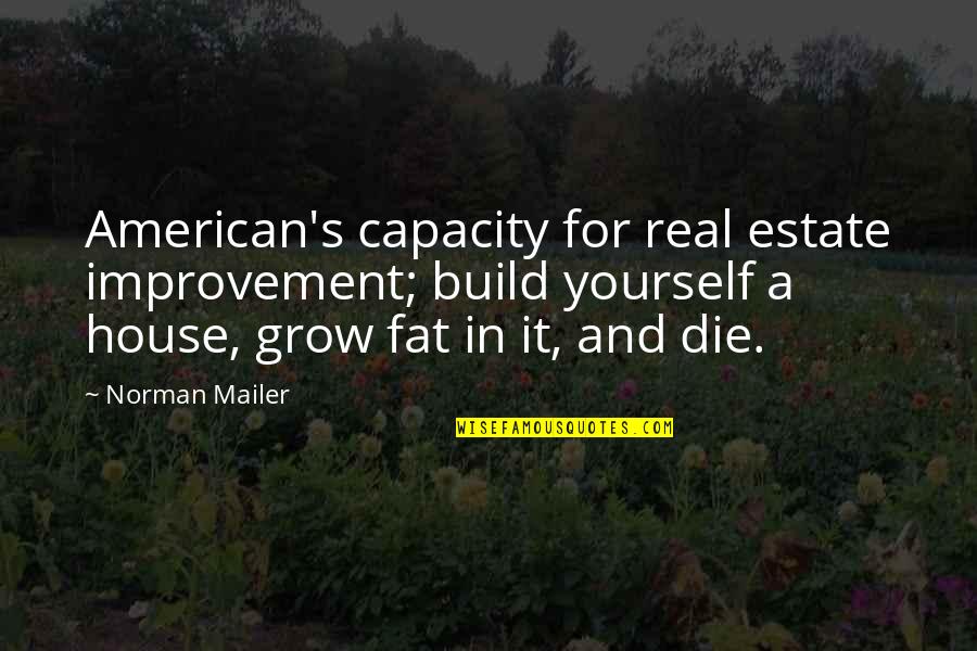 Human Cells Quotes By Norman Mailer: American's capacity for real estate improvement; build yourself