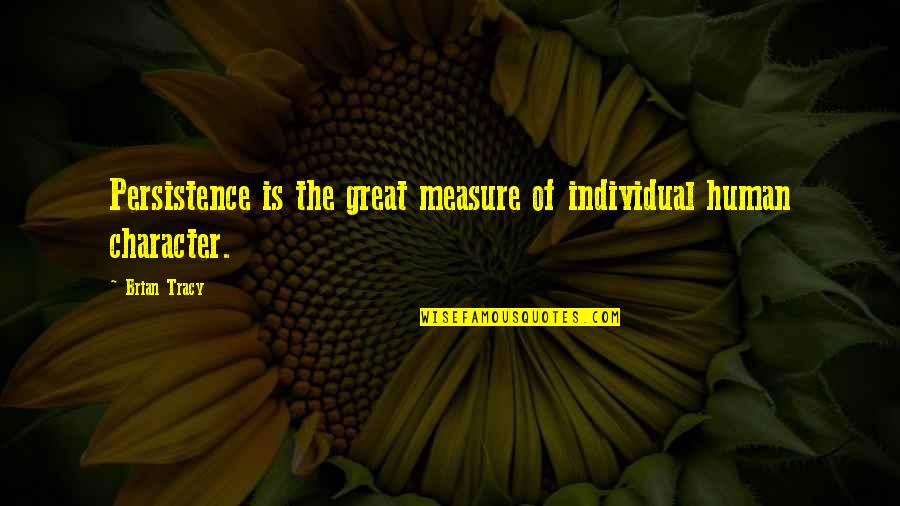 Human Character Quotes By Brian Tracy: Persistence is the great measure of individual human