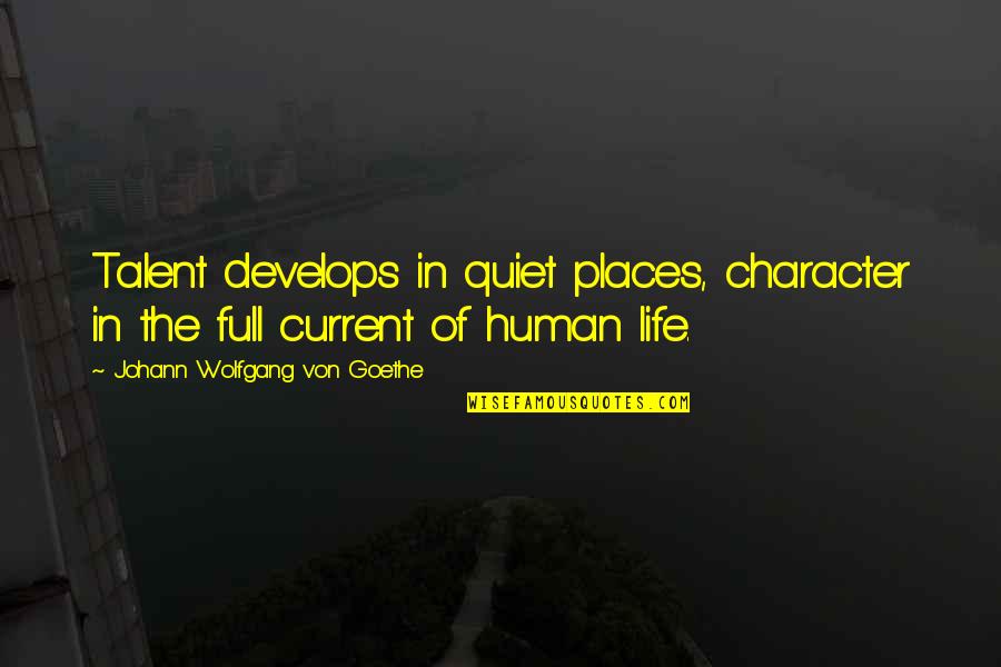 Human Character Quotes By Johann Wolfgang Von Goethe: Talent develops in quiet places, character in the