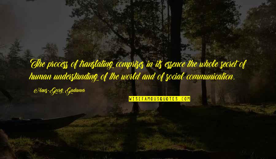 Human Communication Quotes By Hans-Georg Gadamer: The process of translating comprises in its essence