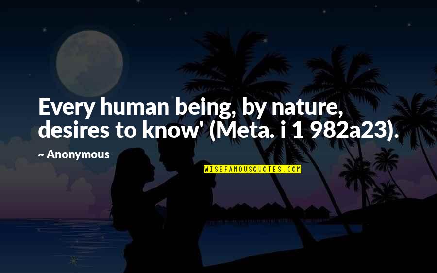 Human Desires Quotes By Anonymous: Every human being, by nature, desires to know'