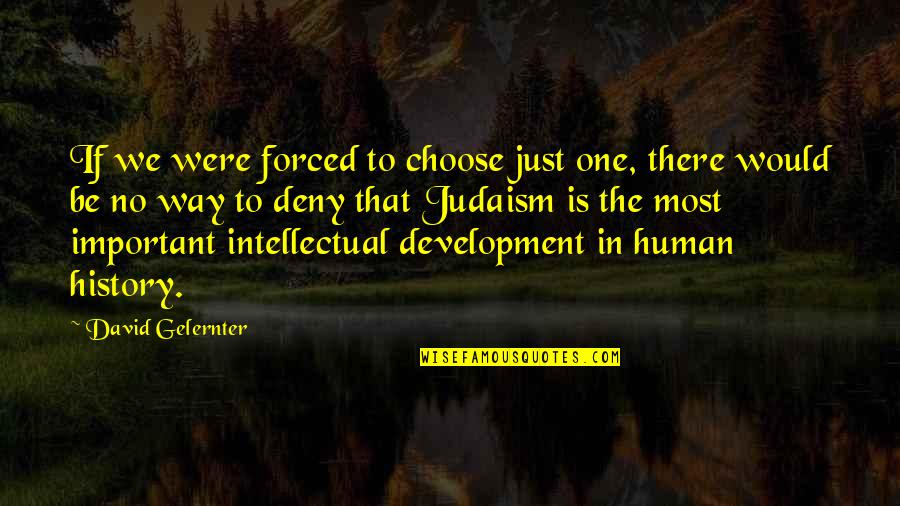Human Development Quotes By David Gelernter: If we were forced to choose just one,