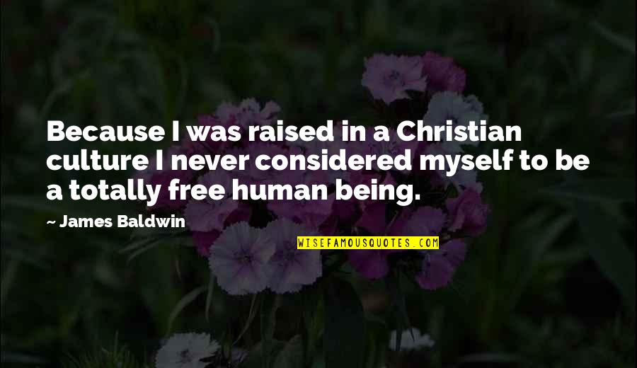 Human Displacement Quotes By James Baldwin: Because I was raised in a Christian culture Human Displacement Quotes By James Baldwin: Because I was raised in a Christian culture