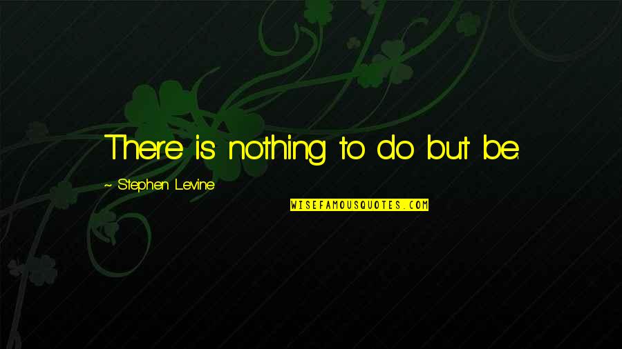Human Evolving Quotes By Stephen Levine: There is nothing to do but be.