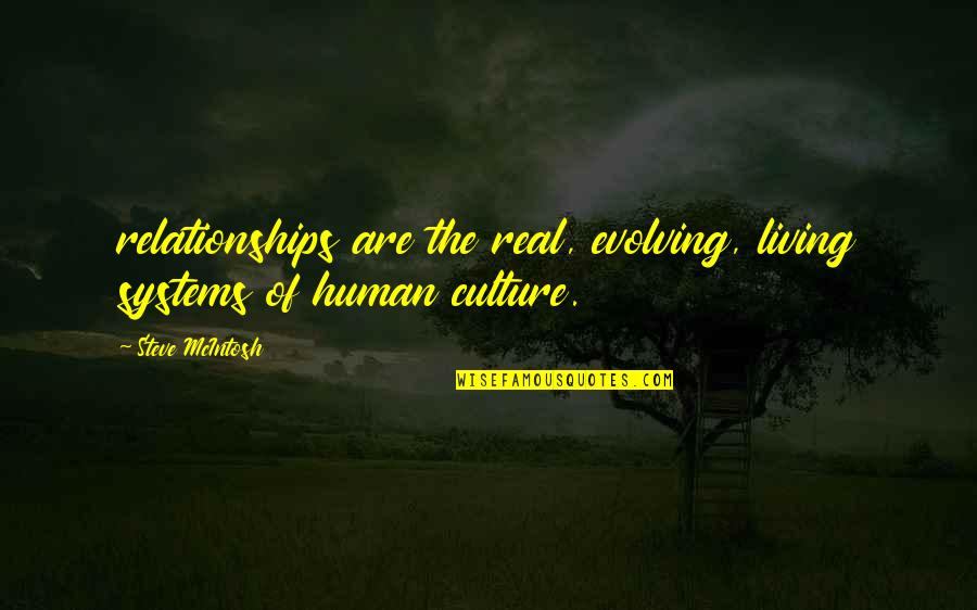 Human Evolving Quotes By Steve McIntosh: relationships are the real, evolving, living systems of