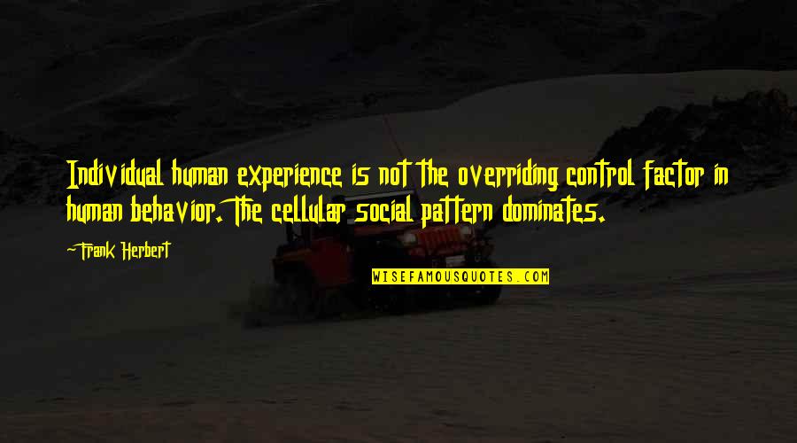 Human Factor Quotes By Frank Herbert: Individual human experience is not the overriding control