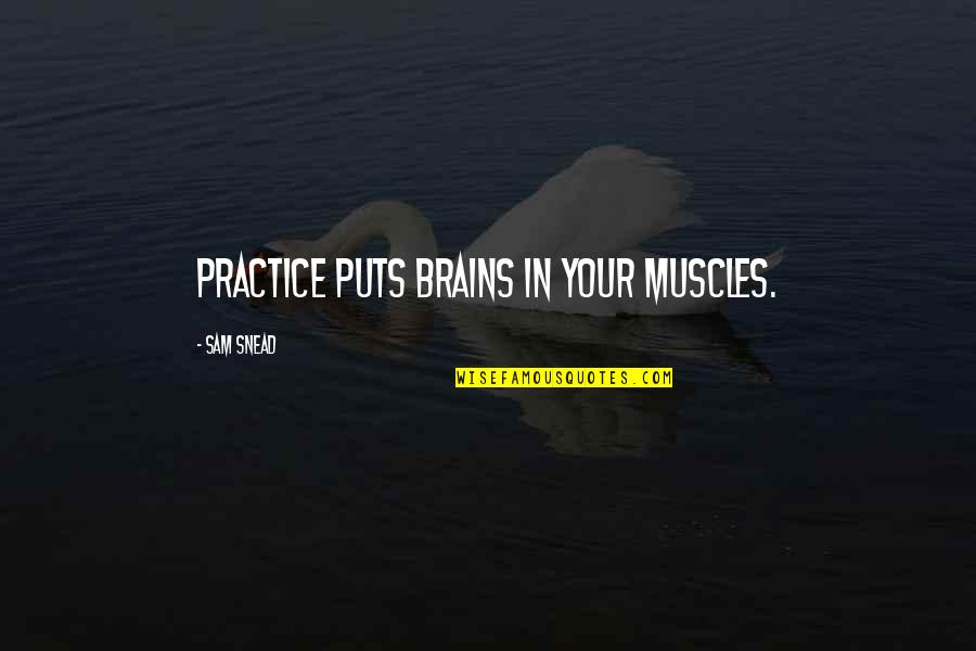 Human Flight Quotes By Sam Snead: Practice puts brains in your muscles.