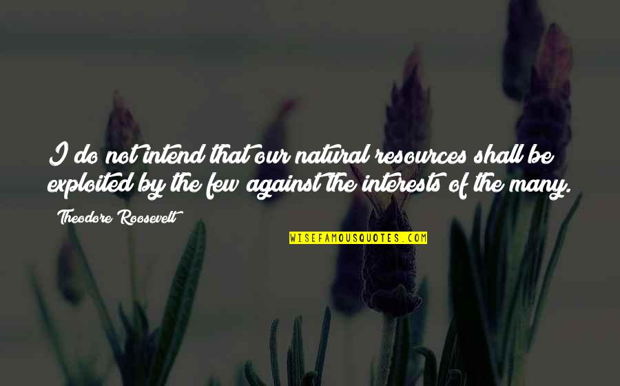 Human Kind Quote Quotes By Theodore Roosevelt: I do not intend that our natural resources