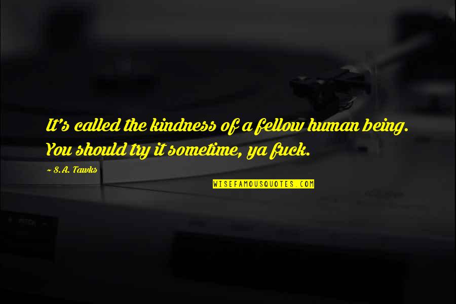 Human Kindness Quotes By S.A. Tawks: It's called the kindness of a fellow human