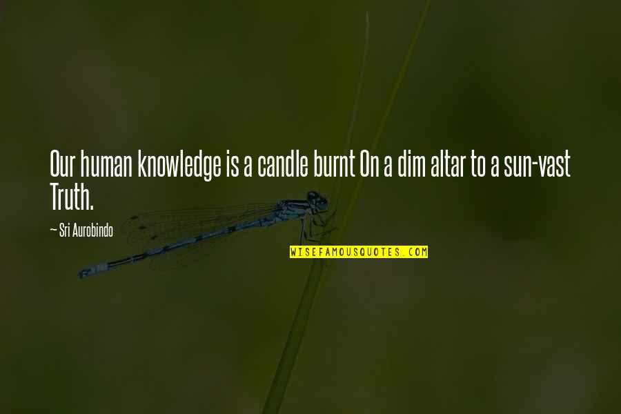Human Knowledge Quotes By Sri Aurobindo: Our human knowledge is a candle burnt On