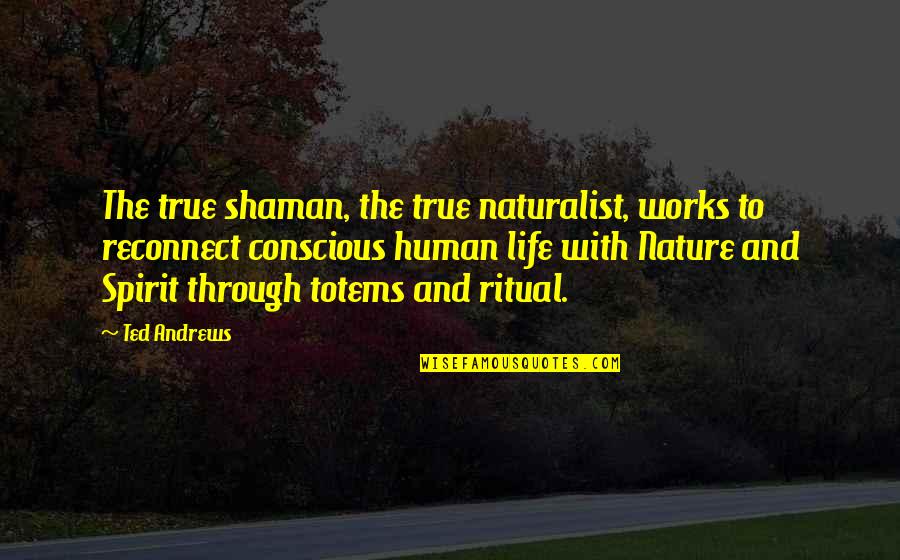 Human Nature Life Quotes By Ted Andrews: The true shaman, the true naturalist, works to