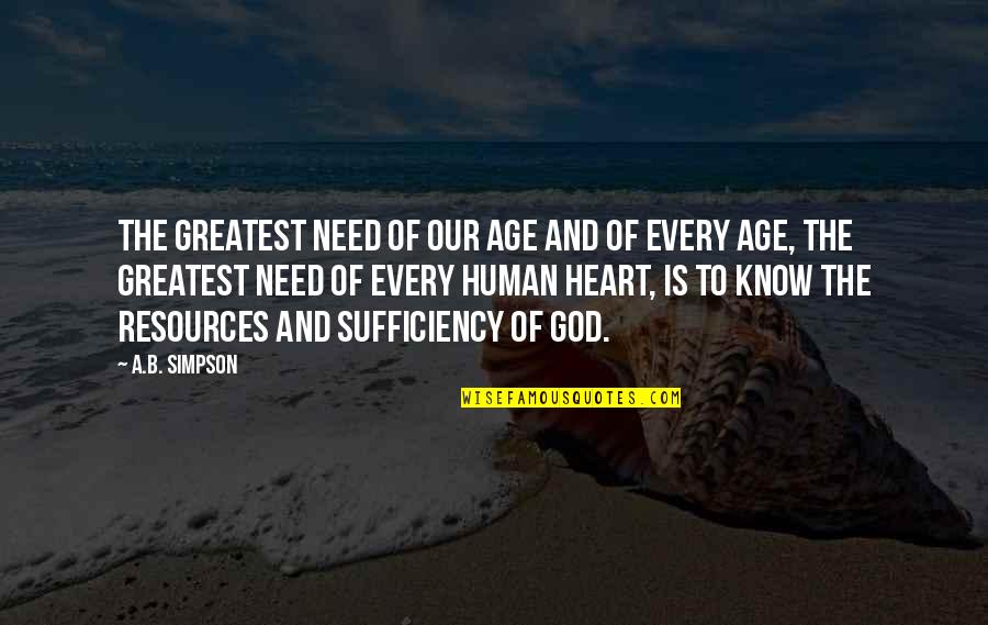 Human Needs Quotes By A.B. Simpson: The greatest need of our age and of