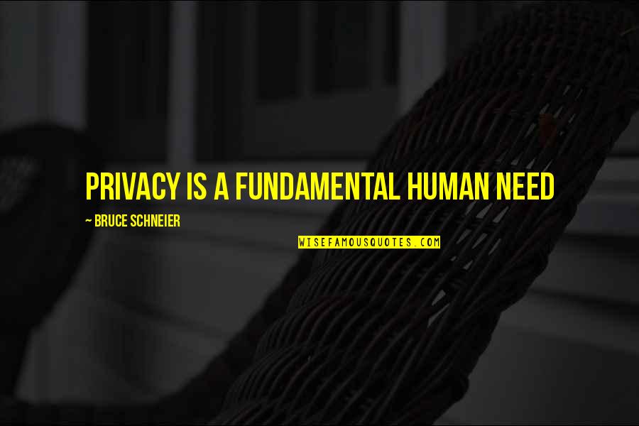 Human Needs Quotes By Bruce Schneier: Privacy is a fundamental human need