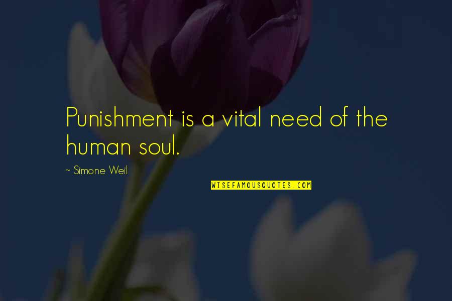 Human Needs Quotes By Simone Weil: Punishment is a vital need of the human