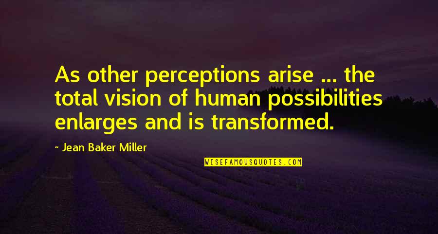 Human Perceptions Quotes By Jean Baker Miller: As other perceptions arise ... the total vision
