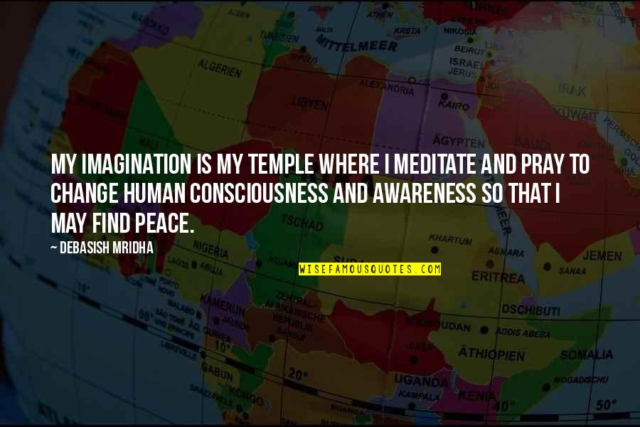 Human Quotes And Quotes By Debasish Mridha: My imagination is my temple where I meditate