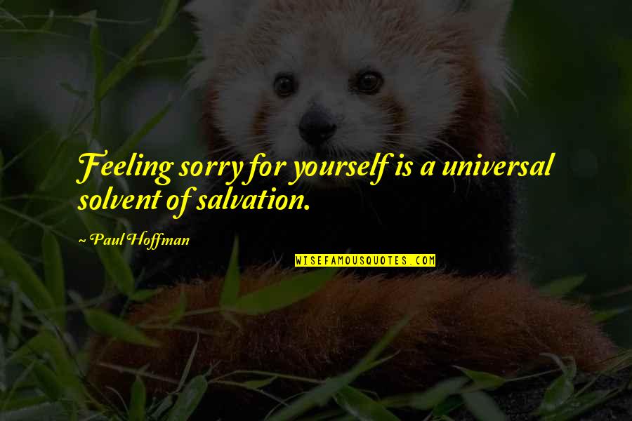 Human Salvation Quotes By Paul Hoffman: Feeling sorry for yourself is a universal solvent
