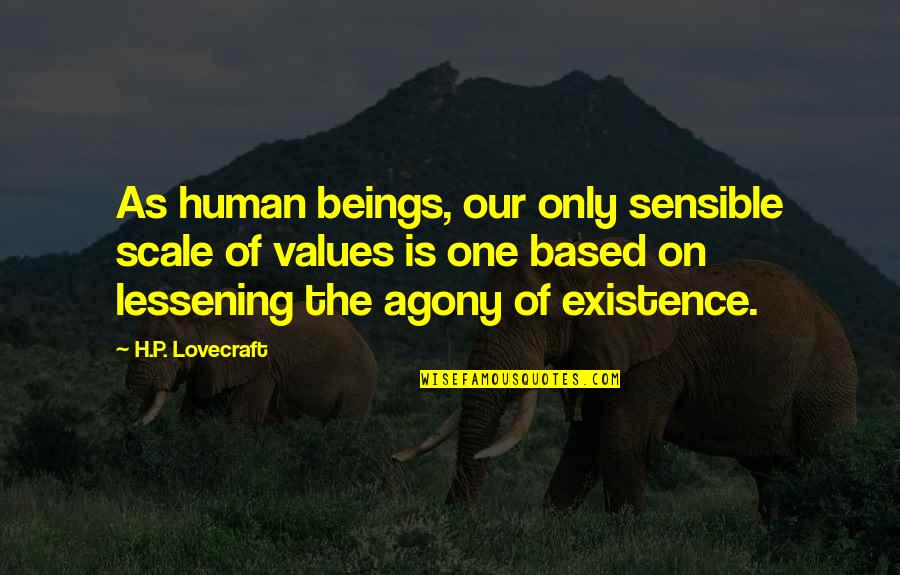 Human Scale Quotes By H.P. Lovecraft: As human beings, our only sensible scale of Human Scale Quotes By H.P. Lovecraft: As human beings, our only sensible scale of