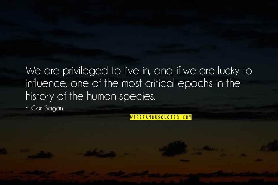 Human Species Quotes By Carl Sagan: We are privileged to live in, and if