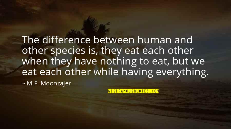 Human Species Quotes By M.F. Moonzajer: The difference between human and other species is,