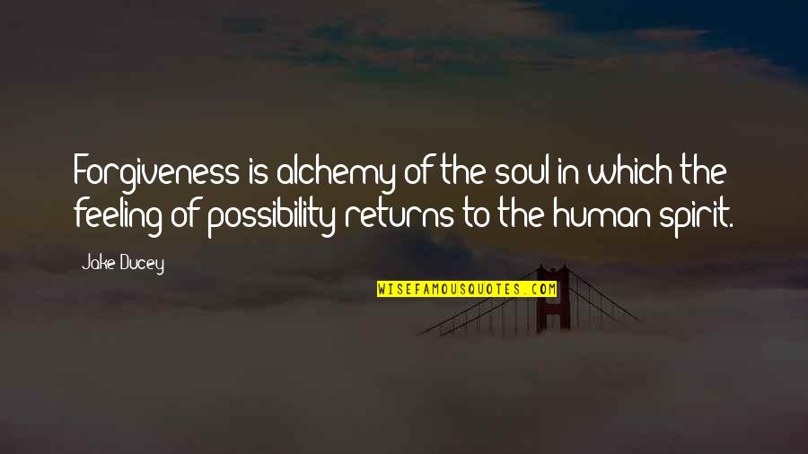 Human Spirit Quotes By Jake Ducey: Forgiveness is alchemy of the soul in which