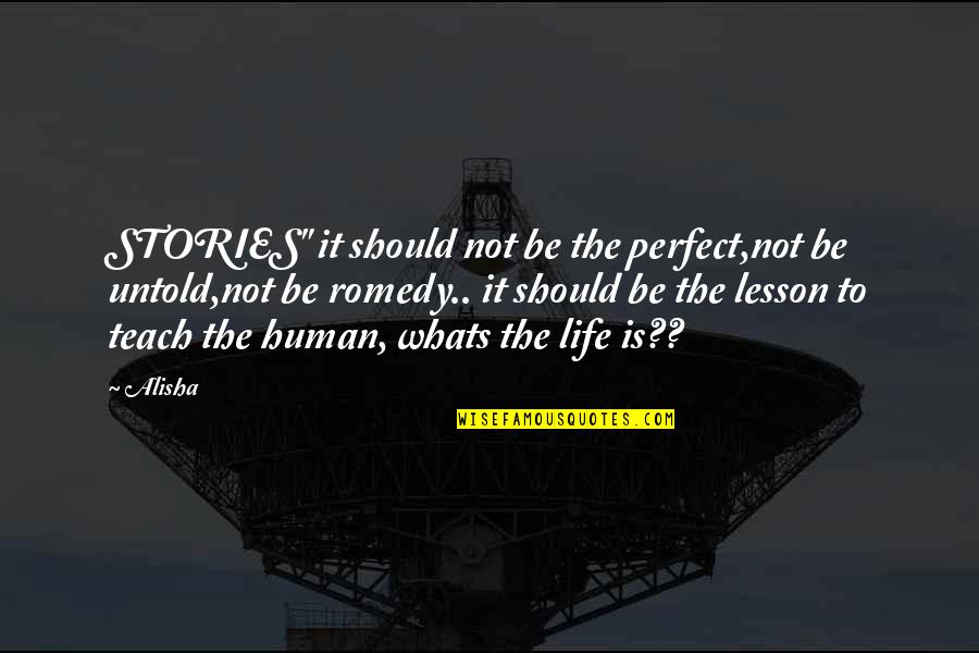 Human Stories Quotes By Alisha: STORIES" it should not be the perfect,not be