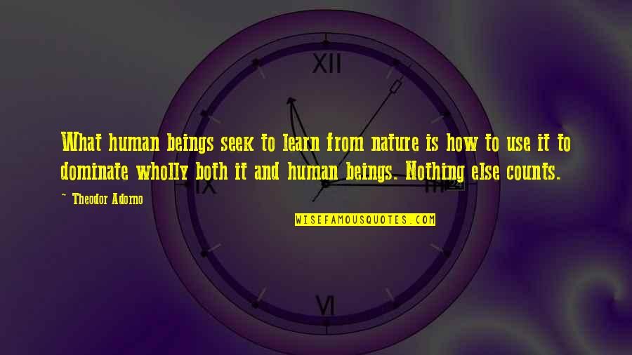 Human Use Of Human Beings Quotes By Theodor Adorno: What human beings seek to learn from nature