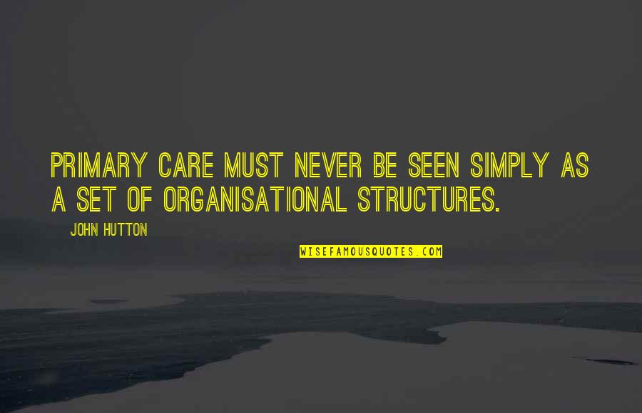 Humanely Quotes By John Hutton: Primary care must never be seen simply as