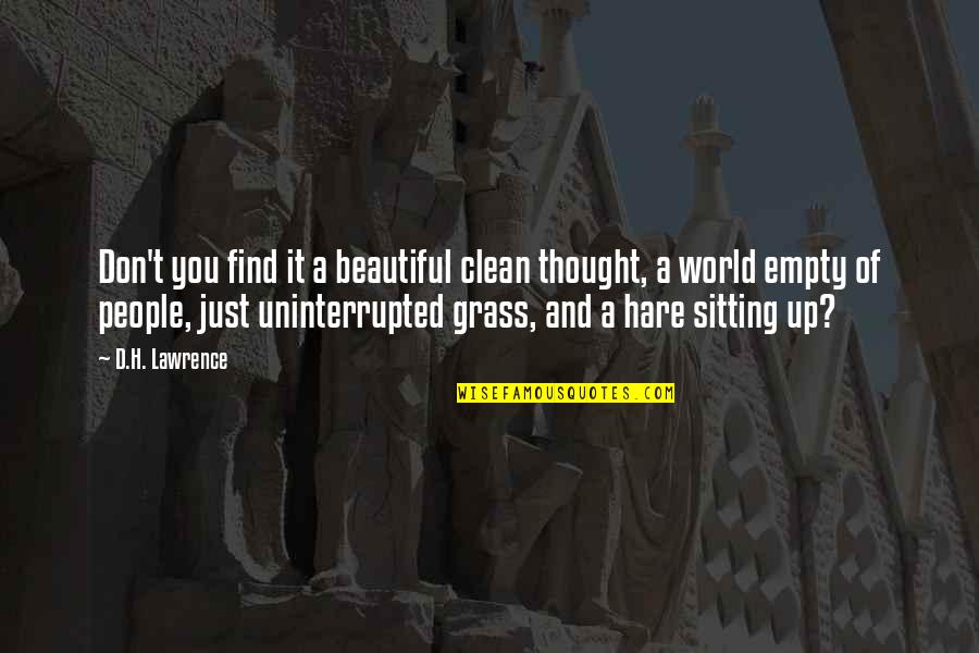 Humanity And Animals Quotes By D.H. Lawrence: Don't you find it a beautiful clean thought,