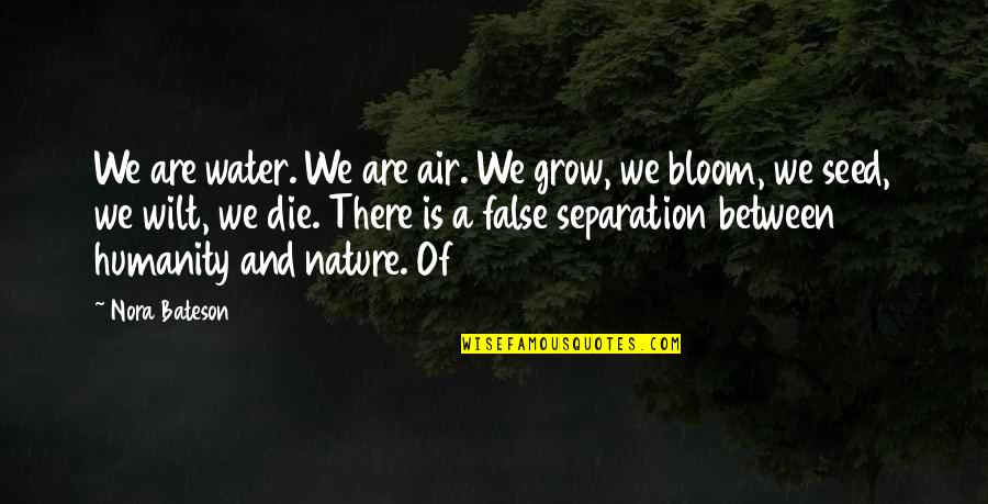 Humanity And Nature Quotes By Nora Bateson: We are water. We are air. We grow,