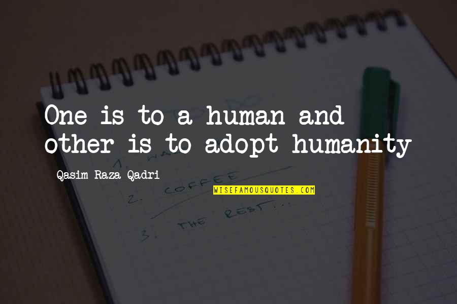 Humanity Quotes And Quotes By Qasim Raza Qadri: One is to a human and other is