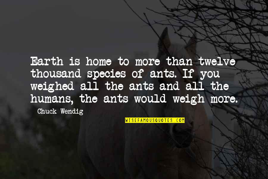 Humans And Earth Quotes By Chuck Wendig: Earth is home to more than twelve thousand