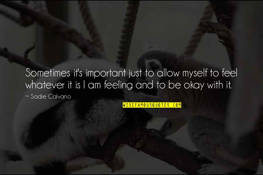Humble Enough To Know I'm Not Better Than Anyone Quotes By Sadie Calvano: Sometimes it's important just to allow myself to Humble Enough To Know I'm Not Better Than Anyone Quotes By Sadie Calvano: Sometimes it's important just to allow myself to