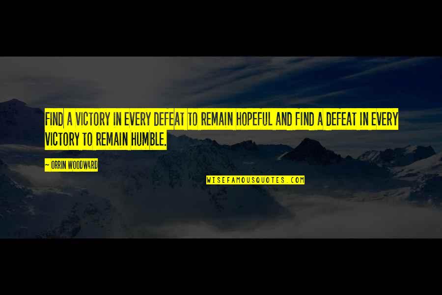 Humble In Victory Quotes By Orrin Woodward: Find a victory in every defeat to remain Humble In Victory Quotes By Orrin Woodward: Find a victory in every defeat to remain