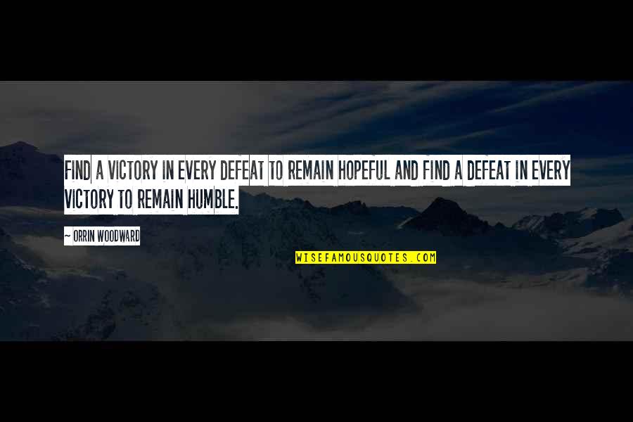 Humble Victory Quotes By Orrin Woodward: Find a victory in every defeat to remain