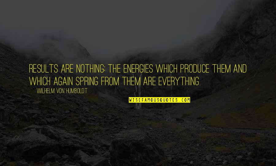 Humboldt Quotes By Wilhelm Von Humboldt: Results are nothing; the energies which produce them