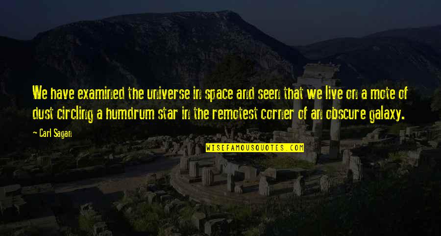Humdrum Quotes By Carl Sagan: We have examined the universe in space and
