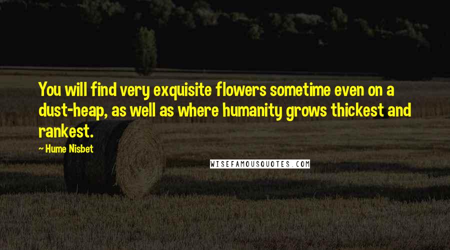Hume Nisbet quotes: You will find very exquisite flowers sometime even on a dust-heap, as well as where humanity grows thickest and rankest. Hume Nisbet quotes: You will find very exquisite flowers sometime even on a dust-heap, as well as where humanity grows thickest and rankest.