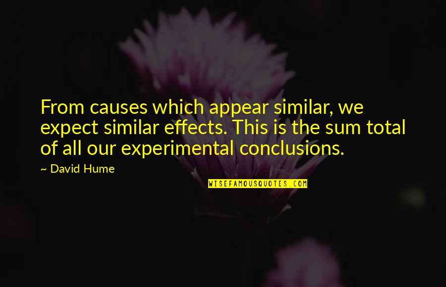 Hume Quotes By David Hume: From causes which appear similar, we expect similar