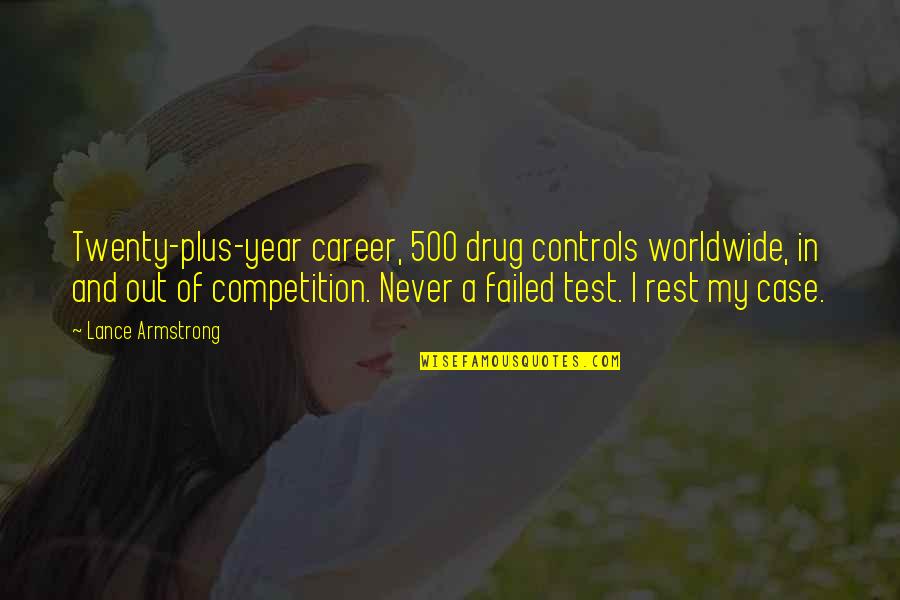 Humilhacoes Quotes By Lance Armstrong: Twenty-plus-year career, 500 drug controls worldwide, in and