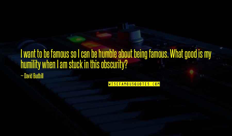 Humility And Being Humble Quotes By David Budbill: I want to be famous so I can