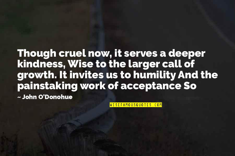 Humility And Kindness Quotes By John O'Donohue: Though cruel now, it serves a deeper kindness,