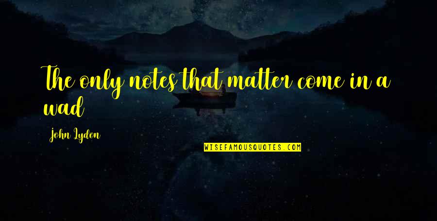 Humillacion Definicion Quotes By John Lydon: The only notes that matter come in a