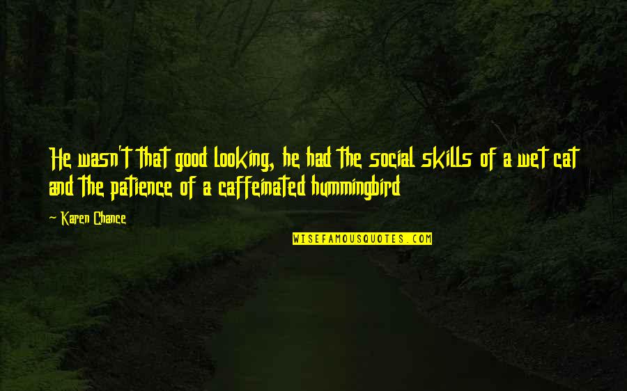 Hummingbird Quotes By Karen Chance: He wasn't that good looking, he had the Hummingbird Quotes By Karen Chance: He wasn't that good looking, he had the