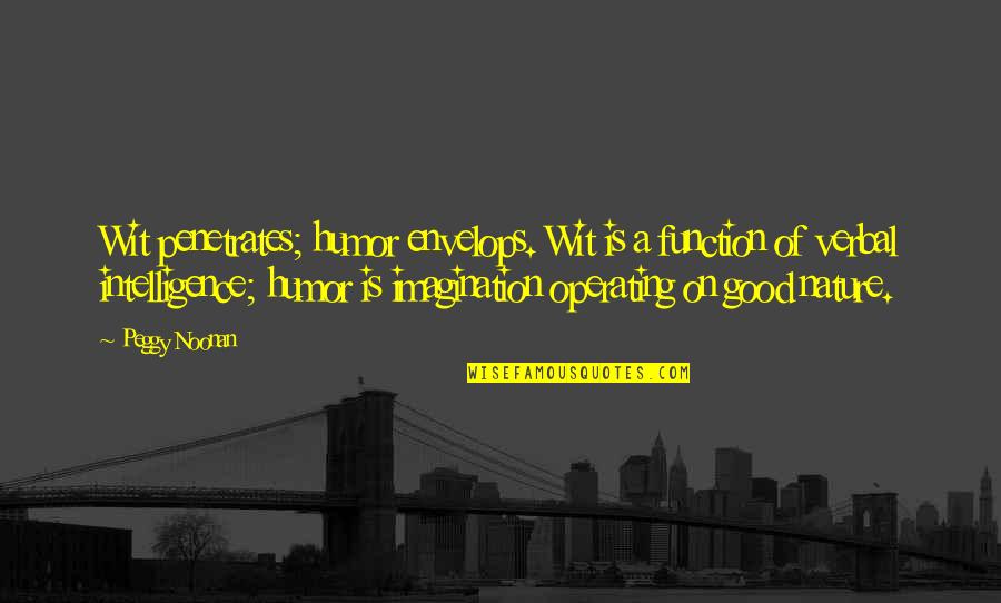 Humor And Intelligence Quotes By Peggy Noonan: Wit penetrates; humor envelops. Wit is a function