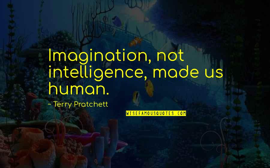 Humor And Intelligence Quotes By Terry Pratchett: Imagination, not intelligence, made us human.