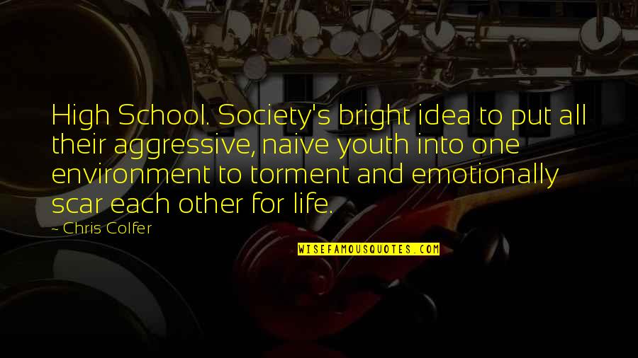 Humor And Sarcasm Quotes By Chris Colfer: High School. Society's bright idea to put all